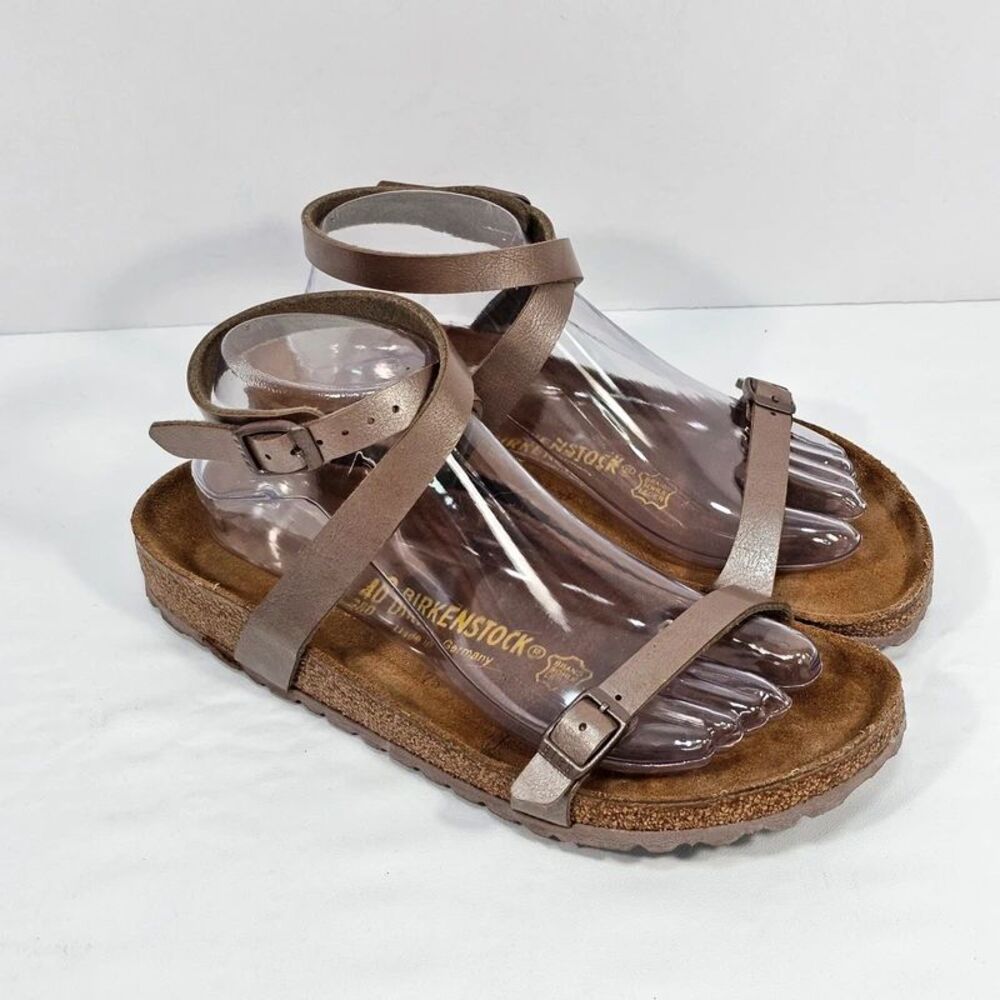 Birkenstock Daloa Metallic Ankle Strap Sandals Size 40 EU 9 US Leather Footbed